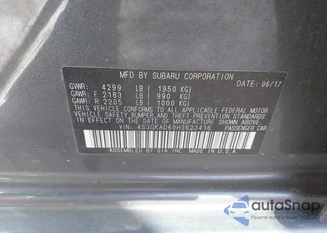 2017 Subaru Impreza 2.0I Premium из США, поврежденный, VIN 4S3GKAD60H3623416